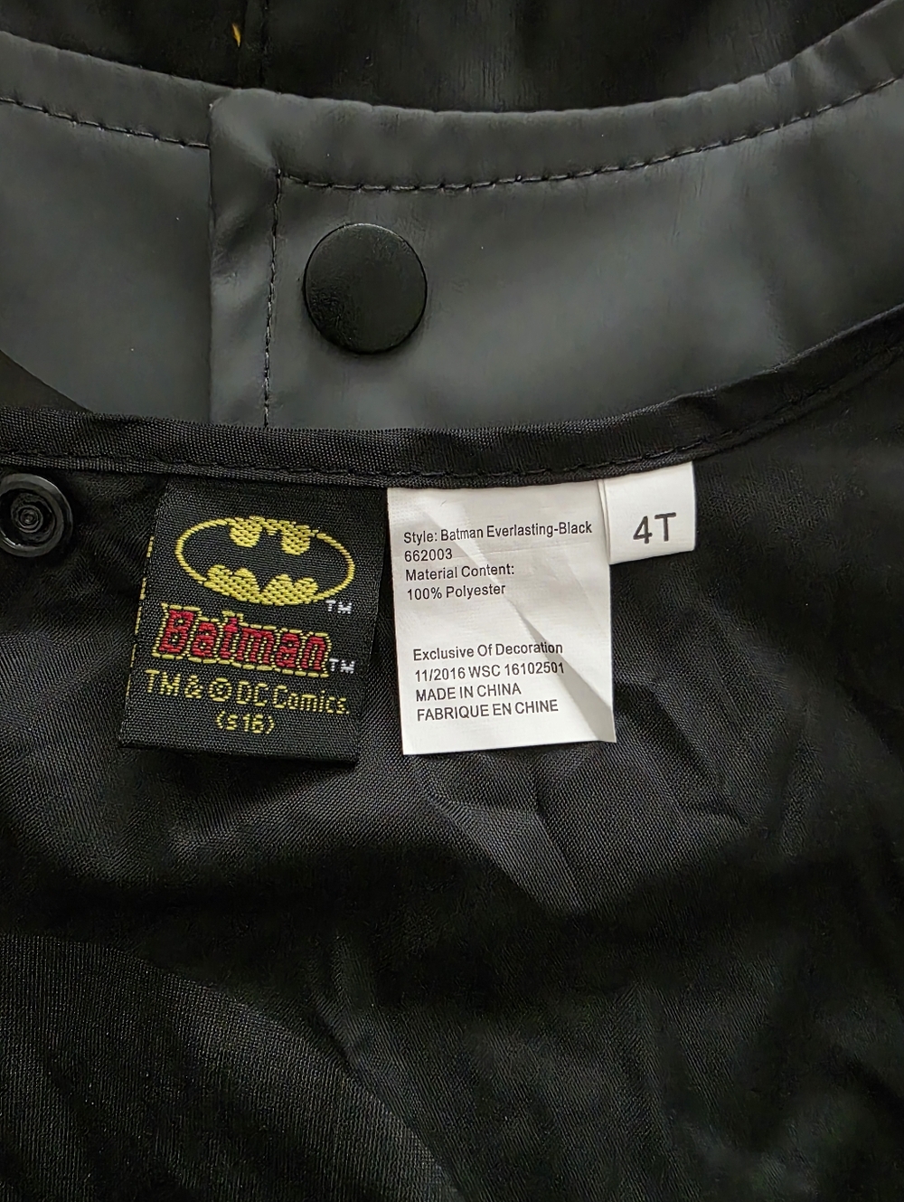 Western Chief Batman Everlasting Raincoat, Toddler Size 4T, GUC - Black - Picture 12 of 14